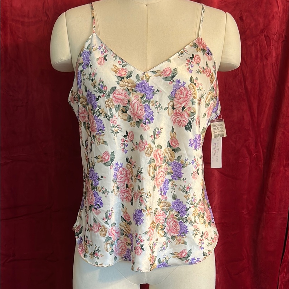 NWT Vintage Erika Taylor Floral Silky Camisole Top